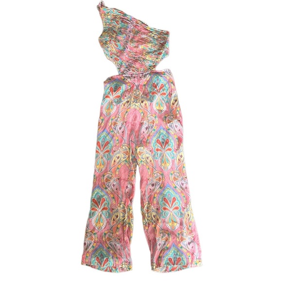 Shruti Sancheti Jumpsuit Women's L/XL Multi-Colored Wide Leg Paisley *ALTERED* - Picture 1 of 10